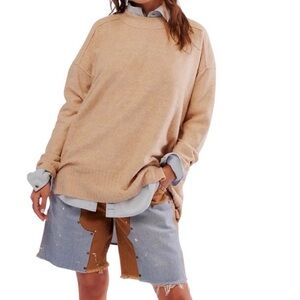 Free People Phoebe Pullover Sweater in Light Camel